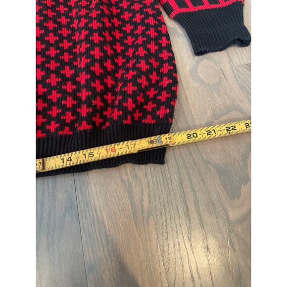 1990s Black-Red Sweater, Mervyn's, Size L, Acrylic, Jumper, ~ 220713-MEL 6 - Picture 7 of 9
